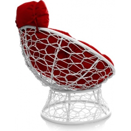 Кресло садовое M-Group Папасан мини 12070106 (белый ротанг/красная подушка) Кресло садовое M-Group Папасан мини 12070106 (белый ротанг/красная подушка)