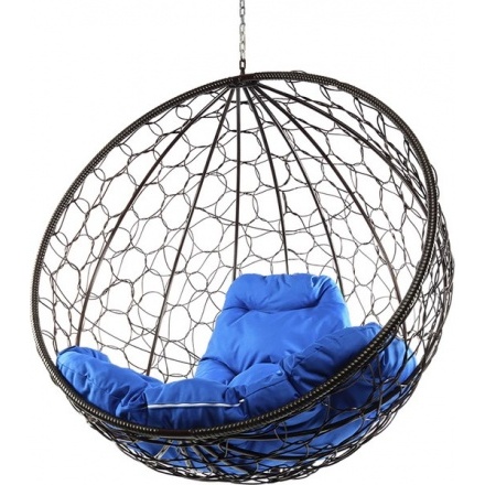 Кресло подвесное M-Group Круг 11050210 (коричневый ротанг/синяя подушка) Кресло подвесное M-Group Круг 11050210 (коричневый ротанг/синяя подушка)