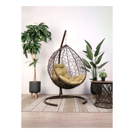 Кресло подвесное M-Group Капля 11020201 (коричневый ротанг/бежевая подушка) Кресло подвесное M-Group Капля 11020201 (коричневый ротанг/бежевая подушка)