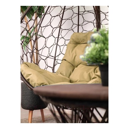 Кресло подвесное M-Group Капля 11020201 (коричневый ротанг/бежевая подушка) Кресло подвесное M-Group Капля 11020201 (коричневый ротанг/бежевая подушка)