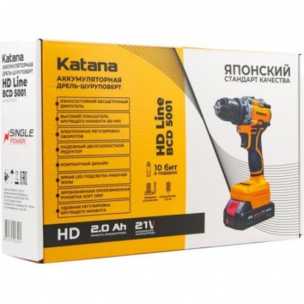 Аккумуляторная дрель-шуруповерт Katana HD Line BCD5001 KBCD5001.00 Аккумуляторная дрель-шуруповерт Katana HD Line BCD5001 KBCD5001.00