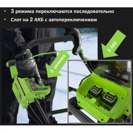 Снегоуборщик аккумуляторный GreenWorks GD40STX2 (2603407) Снегоуборщик аккумуляторный GreenWorks GD40STX2 (2603407)