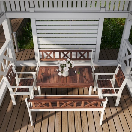 Стол садовый Sundays Ф-183.01 1334x750x770 (орех/белый) Стол садовый Sundays Ф-183.01 1334x750x770 (орех/белый)