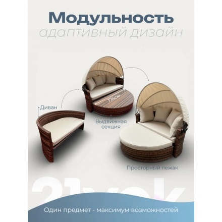 Диван садовый Sundays Garden трансформер c козырьком / BSTDB950 Диван садовый Sundays Garden трансформер c козырьком / BSTDB950