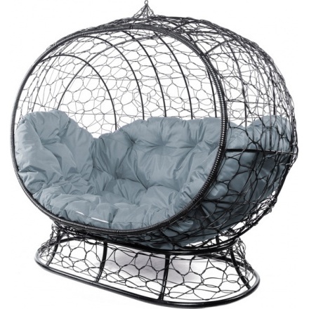 Диван садовый M-Group Улей на ножках / 11220409 (черный ротанг/серая подушка)