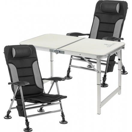 Комплект складной мебели Coyote Стол HYT003 50x80см + Кресло HYK001 (2шт, черный/серый)