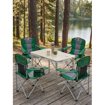 Комплект складной мебели Coyote Стол HYT003 50x80см + Кресло HKC-1003B (4шт, зеленый/черный)