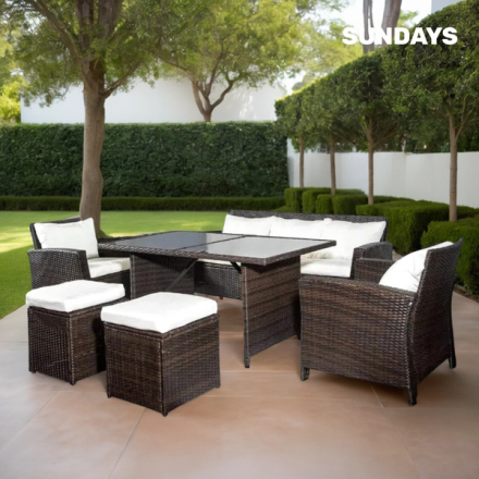 Комплект садовой мебели Sundays Madeira SFS 020 (темно-коричневый/бежевые подушки) Комплект садовой мебели Sundays Madeira SFS 020 (темно-коричневый/бежевые подушки)