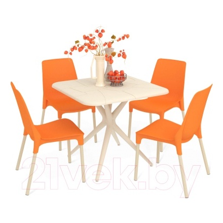 Комплект садовой мебели Sheffilton SHT-DS204 (бежевый/оранжевый/ваниль)