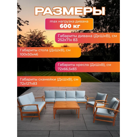 Комплект садовой мебели National Tree Company из акации TP6050.0.1 (5 предметов) Комплект садовой мебели National Tree Company из акации TP6050.0.1 (5 предметов)