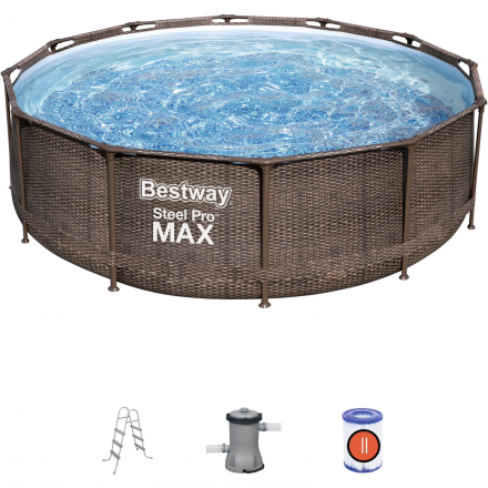 Бассейн Bestway Steel Pro MAX Ротанг 56709 (366х100, с фильтр-насосом) Бассейн Bestway Steel Pro MAX Ротанг 56709 (366х100, с фильтр-насосом)