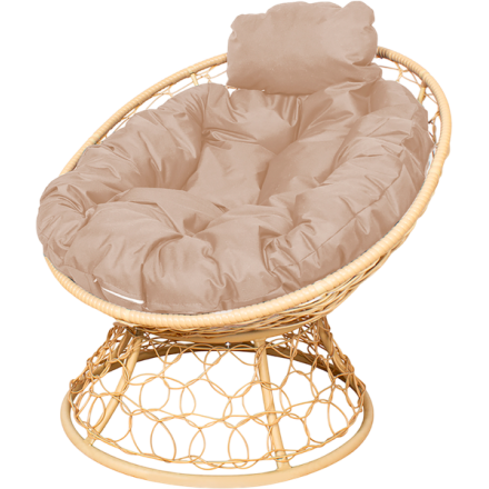 Кресло садовое M-Group Папасан мини / 12890501 (бежевый ротанг/бежевая подушка)