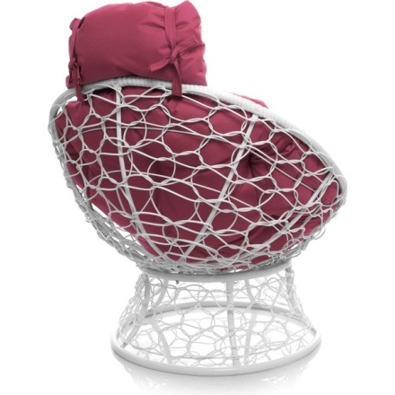 Кресло садовое M-Group Папасан мини / 12070108 (белый ротанг/розовая подушка) Кресло садовое M-Group Папасан мини / 12070108 (белый ротанг/розовая подушка)