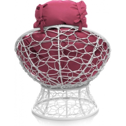 Кресло садовое M-Group Папасан мини / 12070108 (белый ротанг/розовая подушка) Кресло садовое M-Group Папасан мини / 12070108 (белый ротанг/розовая подушка)