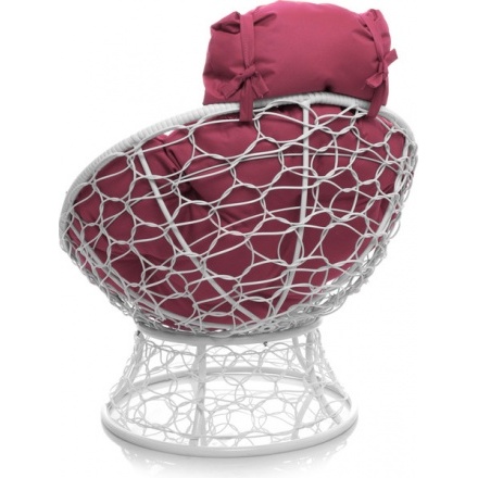 Кресло садовое M-Group Папасан мини / 12070108 (белый ротанг/розовая подушка) Кресло садовое M-Group Папасан мини / 12070108 (белый ротанг/розовая подушка)