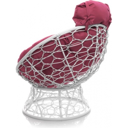 Кресло садовое M-Group Папасан мини / 12070108 (белый ротанг/розовая подушка) Кресло садовое M-Group Папасан мини / 12070108 (белый ротанг/розовая подушка)