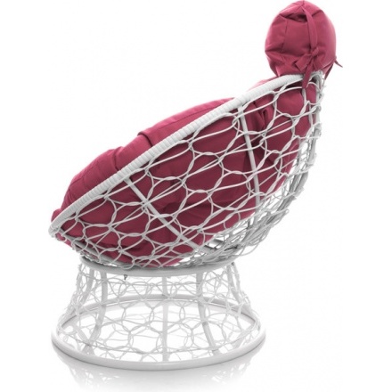 Кресло садовое M-Group Папасан мини / 12070108 (белый ротанг/розовая подушка) Кресло садовое M-Group Папасан мини / 12070108 (белый ротанг/розовая подушка)