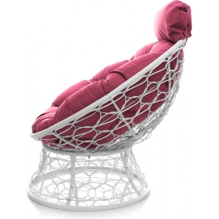 Кресло садовое M-Group Папасан мини / 12070108 (белый ротанг/розовая подушка) Кресло садовое M-Group Папасан мини / 12070108 (белый ротанг/розовая подушка)