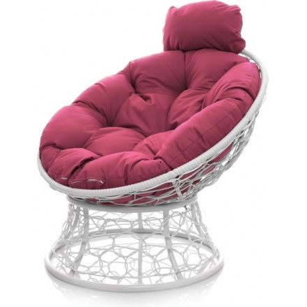 Кресло садовое M-Group Папасан мини / 12070108 (белый ротанг/розовая подушка) Кресло садовое M-Group Папасан мини / 12070108 (белый ротанг/розовая подушка)