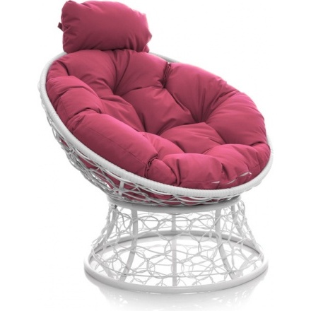 Кресло садовое M-Group Папасан мини / 12070108 (белый ротанг/розовая подушка) Кресло садовое M-Group Папасан мини / 12070108 (белый ротанг/розовая подушка)