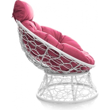 Кресло садовое M-Group Папасан мини / 12070108 (белый ротанг/розовая подушка) Кресло садовое M-Group Папасан мини / 12070108 (белый ротанг/розовая подушка)