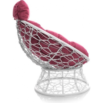 Кресло садовое M-Group Папасан мини / 12070108 (белый ротанг/розовая подушка) Кресло садовое M-Group Папасан мини / 12070108 (белый ротанг/розовая подушка)