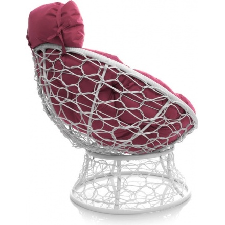 Кресло садовое M-Group Папасан мини / 12070108 (белый ротанг/розовая подушка) Кресло садовое M-Group Папасан мини / 12070108 (белый ротанг/розовая подушка)