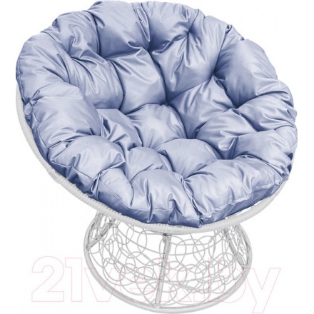 Кресло садовое M-Group Папасан 12020109 (белый ротанг/серая подушка)