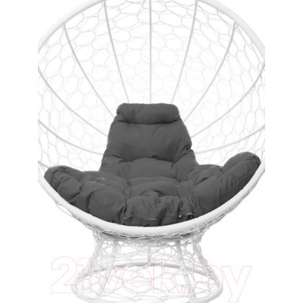 Кресло садовое M-Group Кокос на подставке / 11590109 (белый ротанг/серая подушка) Кресло садовое M-Group Кокос на подставке / 11590109 (белый ротанг/серая подушка)