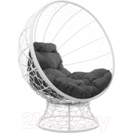 Кресло садовое M-Group Кокос на подставке / 11590109 (белый ротанг/серая подушка) Кресло садовое M-Group Кокос на подставке / 11590109 (белый ротанг/серая подушка)