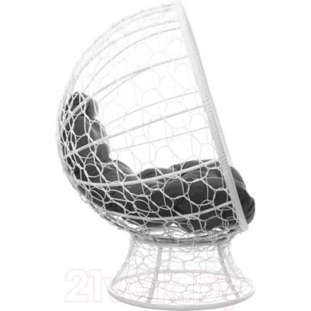 Кресло садовое M-Group Кокос на подставке / 11590109 (белый ротанг/серая подушка) Кресло садовое M-Group Кокос на подставке / 11590109 (белый ротанг/серая подушка)