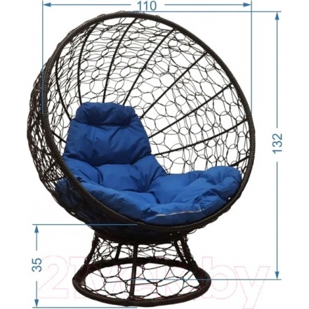Кресло садовое M-Group Кокос на подставке / 11590109 (белый ротанг/серая подушка) Кресло садовое M-Group Кокос на подставке / 11590109 (белый ротанг/серая подушка)