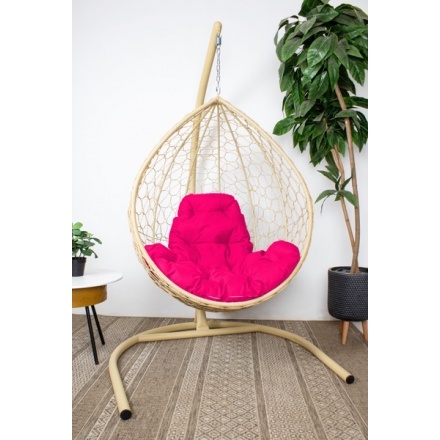 Кресло подвесное M-Group Капля / 11020508 (бежевый ротанг/розовая подушка) Кресло подвесное M-Group Капля / 11020508 (бежевый ротанг/розовая подушка)