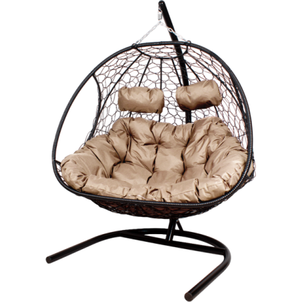 Кресло подвесное M-Group Добрыня / 11460401 (черный ротанг/бежевая подушка)