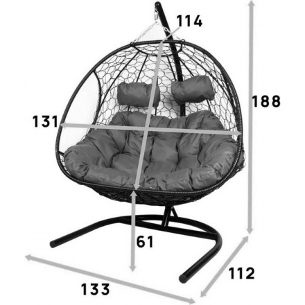 Кресло подвесное M-Group Добрыня / 11460401 (черный ротанг/бежевая подушка) Кресло подвесное M-Group Добрыня / 11460401 (черный ротанг/бежевая подушка)