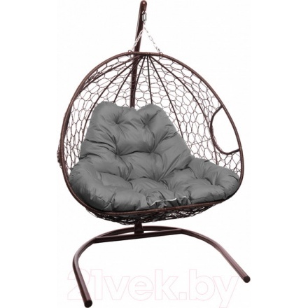 Кресло подвесное M-Group Для двоих / 11450209 (коричневый ротанг/серая подушка)