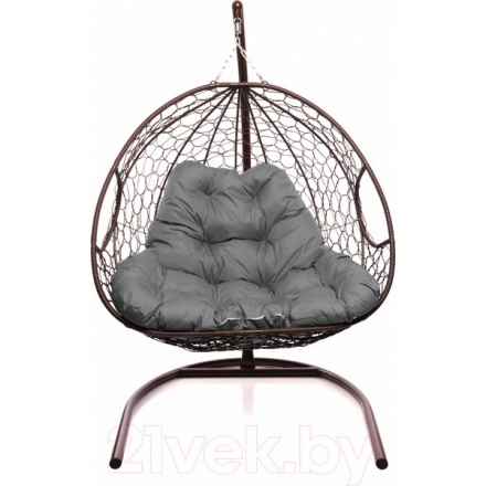 Кресло подвесное M-Group Для двоих / 11450209 (коричневый ротанг/серая подушка) Кресло подвесное M-Group Для двоих / 11450209 (коричневый ротанг/серая подушка)
