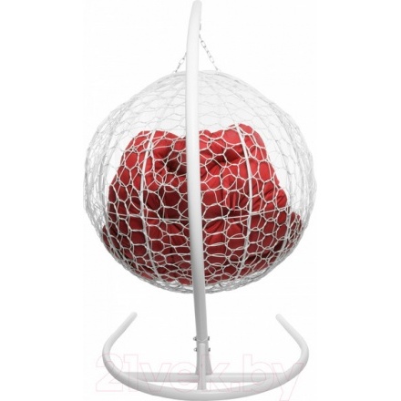 Кресло подвесное M-Group Для двоих / 11450106 (белый ротанг/красная подушка) Кресло подвесное M-Group Для двоих / 11450106 (белый ротанг/красная подушка)