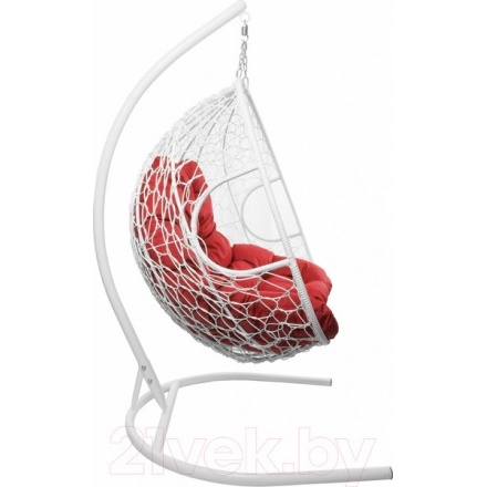 Кресло подвесное M-Group Для двоих / 11450106 (белый ротанг/красная подушка) Кресло подвесное M-Group Для двоих / 11450106 (белый ротанг/красная подушка)