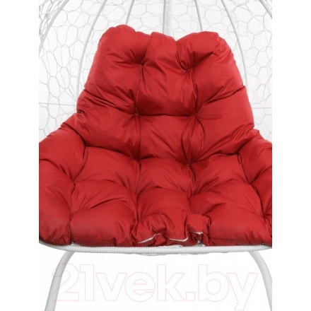 Кресло подвесное M-Group Для двоих / 11450106 (белый ротанг/красная подушка) Кресло подвесное M-Group Для двоих / 11450106 (белый ротанг/красная подушка)