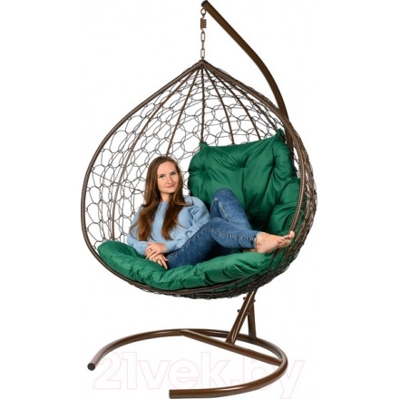 Кресло подвесное BiGarden Gemini Brown (зеленая подушка) Кресло подвесное BiGarden Gemini Brown (зеленая подушка)