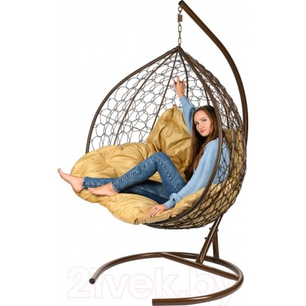 Кресло подвесное BiGarden Gemini Brown (двойной, бежевая подушка) Кресло подвесное BiGarden Gemini Brown (двойной, бежевая подушка)