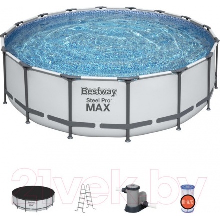 Каркасный бассейн Bestway Steel Pro MAX 5612Z (488x122, с фильтр-насосом и лестницей) Каркасный бассейн Bestway Steel Pro MAX 5612Z (488x122, с фильтр-насосом и лестницей)