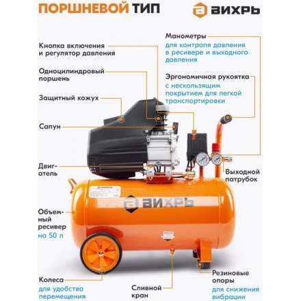 Воздушный компрессор Вихрь КМП-50/300АМ (74/3/12) Воздушный компрессор Вихрь КМП-50/300АМ (74/3/12)