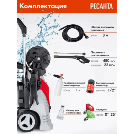 Мойка высокого давления Ресанта МР-220ПРОФ (70/8/24) Мойка высокого давления Ресанта МР-220ПРОФ (70/8/24)