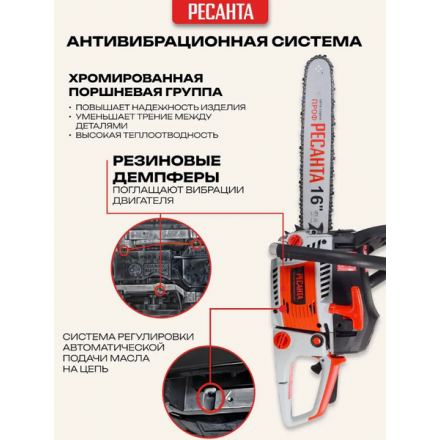 Бензопила цепная Ресанта БП-4516 (70/6/14) Бензопила цепная Ресанта БП-4516 (70/6/14)