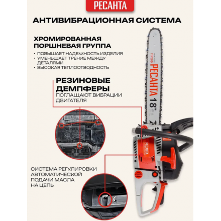 Бензопила цепная Ресанта БП-5218 (70/6/16) Бензопила цепная Ресанта БП-5218 (70/6/16)