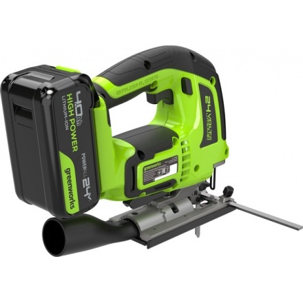 Электролобзик Greenworks GD24JS120 бесщеточный 24V / 3601407CUB (с АКБ 4Ач и ЗУ) Электролобзик Greenworks GD24JS120 бесщеточный 24V / 3601407CUB (с АКБ 4Ач и ЗУ)