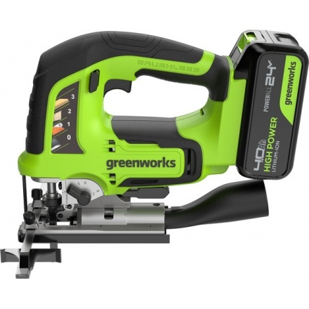 Электролобзик Greenworks GD24JS120 бесщеточный 24V / 3601407CUB (с АКБ 4Ач и ЗУ) Электролобзик Greenworks GD24JS120 бесщеточный 24V / 3601407CUB (с АКБ 4Ач и ЗУ)