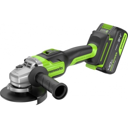 Угловая шлифовальная машина Greenworks GD24AG бесщеточная 24V / 3200207CUB (с АКБ 4Ач и ЗУ)